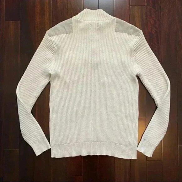 American Rag Mens Sweater 1/4 Zip Ribbed Cotton Pullover Beige Size Large - Picture 15 of 16
